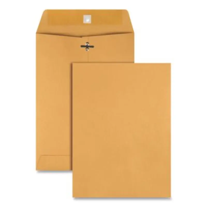 Clasp Envelope, 28 lb Bond Weight Kraft, #75, Square Flap, Clasp/Gummed Closure, 7.5 x 10.5, Brown Kraft, 100/Box - Storage Envelopes | Quality Park