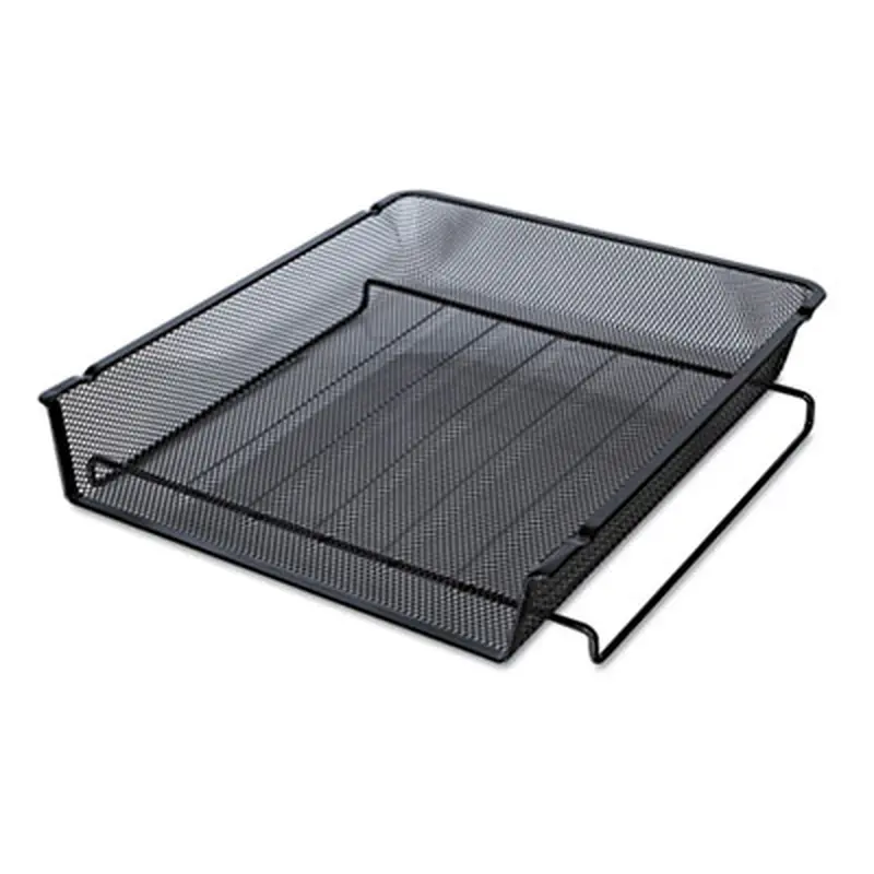 Deluxe Mesh Stackable Front Load Tray, 1 Section, Letter Size Files, 11.25" x 13" x 2.75", Black - Desktop Document Racks & Sorters | Universal