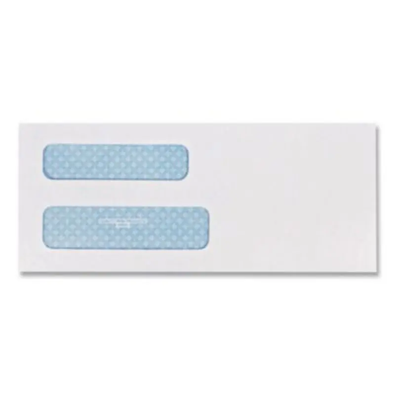 Double Window Security-Tinted Check Envelope, #8 5/8, Commercial Flap, Gummed Closure, 3.63 x 8.63, White, 1,000/Box - Business Envelopes | Quality Park