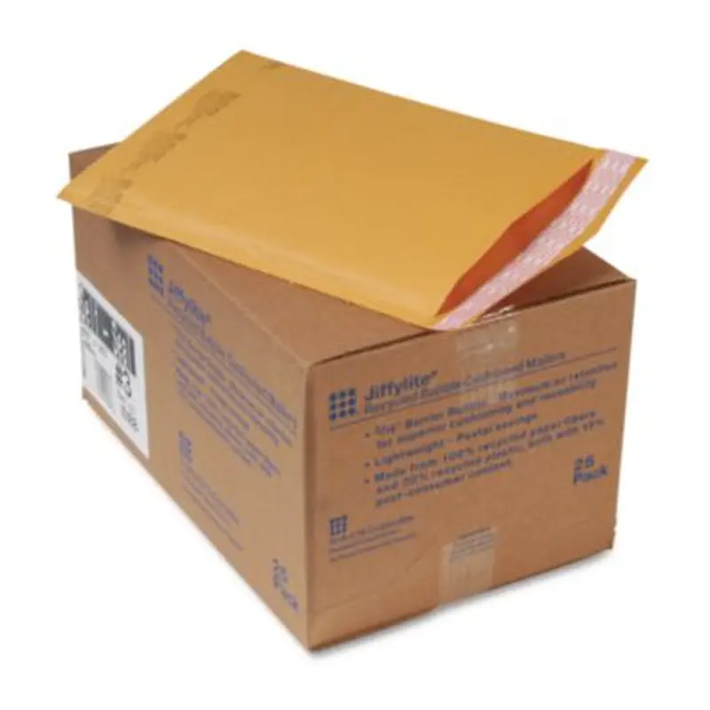 Jiffylite Self-Seal Bubble Mailer, #3, Barrier Bubble Air Cell Cushion, Self-Adhesive Closure, 8.5 x 14.5, Brown Kraft, 25/CT - Envelopes & Mailers | Sealed Air