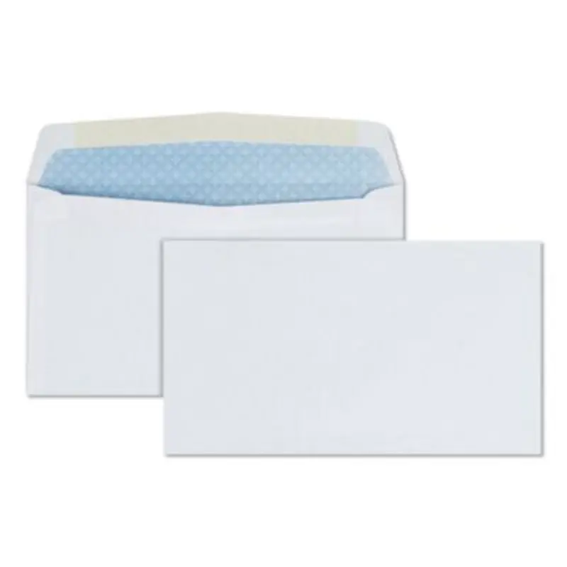 Security Tint Business Envelope, #6 3/4, Commercial Flap, Gummed Closure, 3.63 x 6.5, White, 500/Box - Business Envelopes | Quality Park