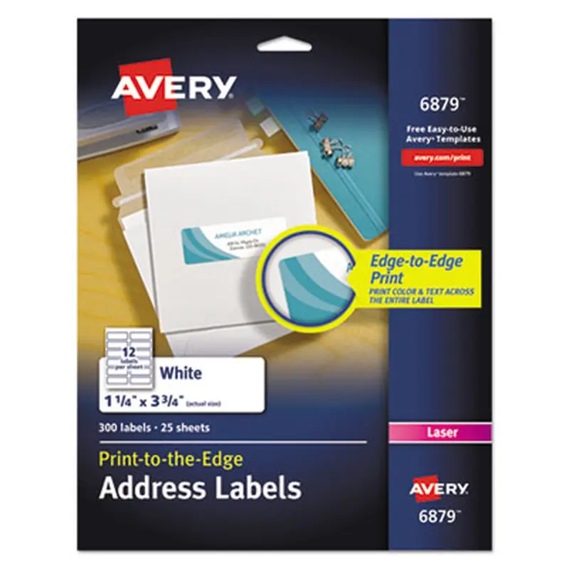 Vibrant Laser Color-Print Labels w/ Sure Feed, 1.25 x 3.75, White, 300/Pack - Shipping & Mailing Labels | Avery