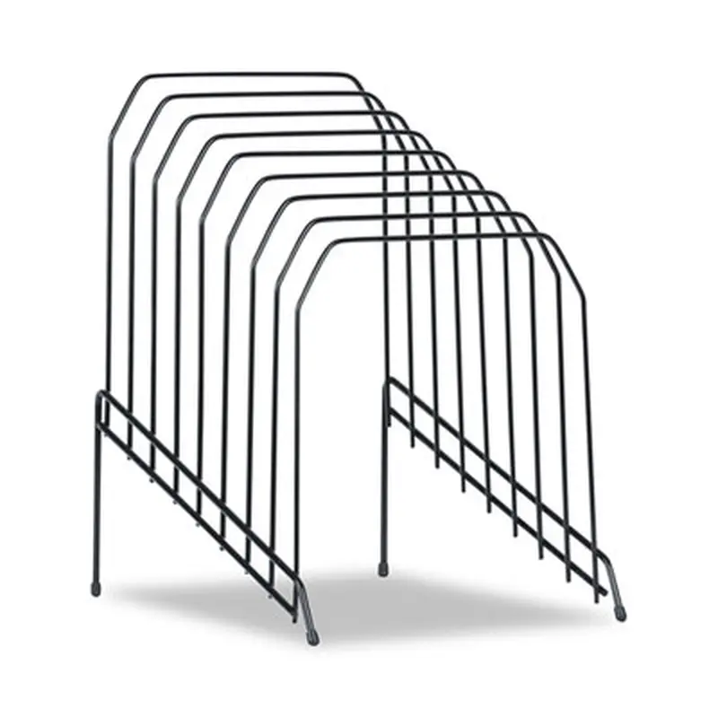 Wire Tiered File Sorter, 8 Sections, Letter to Legal Size Files, 8" x 10.5" x 12.5", Black - Desktop Document Racks & Sorters | Universal
