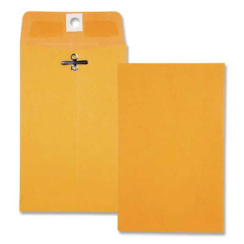 Clasp Envelope, 28 lb Bond Weight Kraft, #15, Square Flap, Clasp/Gummed Closure, 4 x 6.38, Brown Kraft, 100/Box - Storage Envelopes | Quality Park