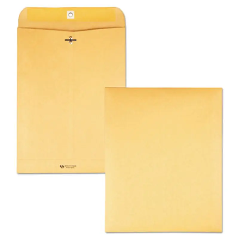 Clasp Envelope, 28 lb Bond Weight Kraft, #93, Square Flap, Clasp/Gummed Closure, 9.5 x 12.5, Brown Kraft, 100/Box - Storage Envelopes | Quality Park