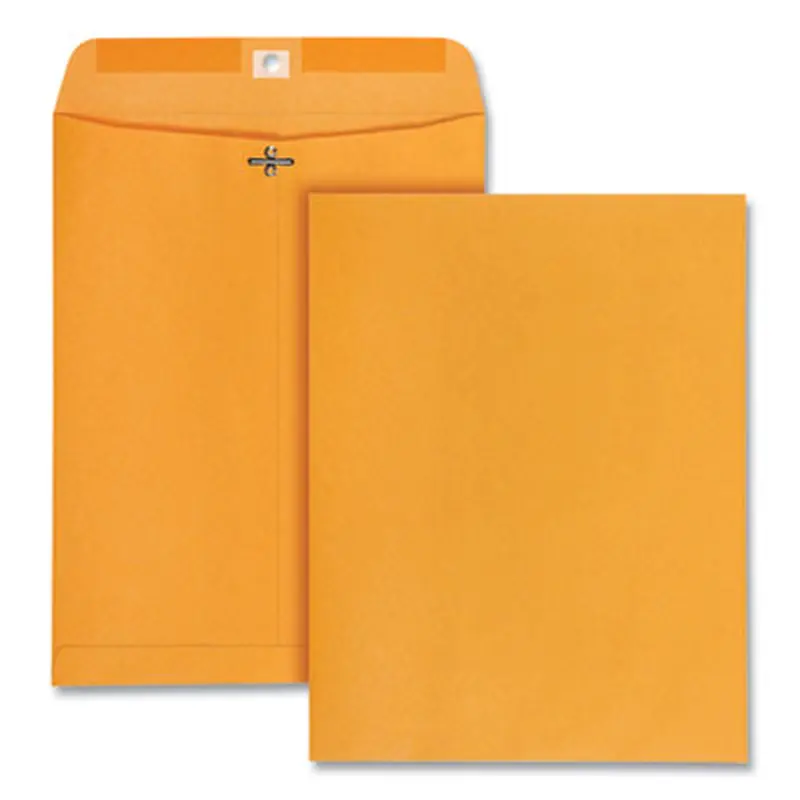 Clasp Envelope, 32 lb Bond Weight Kraft, #97, Square Flap, Clasp/Gummed Closure, 10 x 13, Brown Kraft, 100/Box - Storage Envelopes | Quality Park