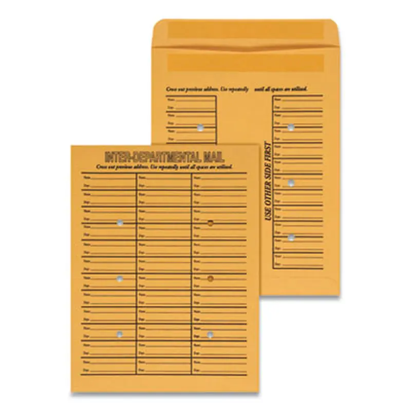 Deluxe Interoffice Press and Seal Envelopes, #97, Two-Sided Three-Column Format, 10 x 13, Brown Kraft, 100/Box - Interoffice Envelopes | Universal