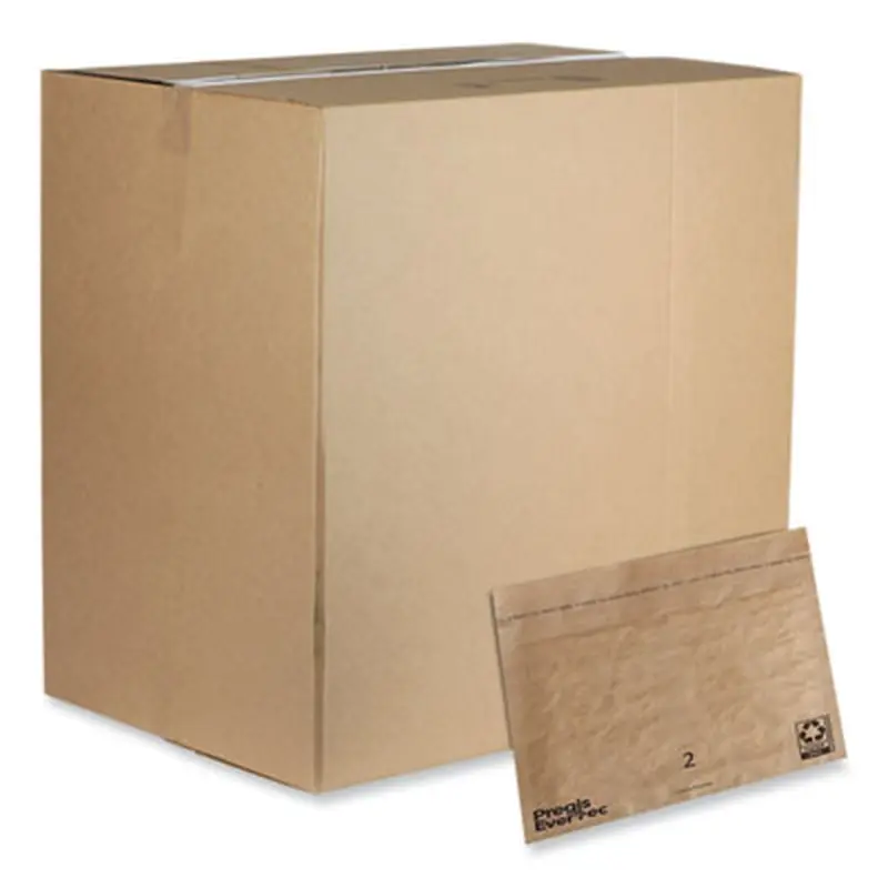 EverTec Curbside Recyclable Padded Mailer, #2, Kraft Paper, Self-Adhesive Closure, 12 x 9, Brown, 100/Carton - Envelopes & Mailers | Pregis