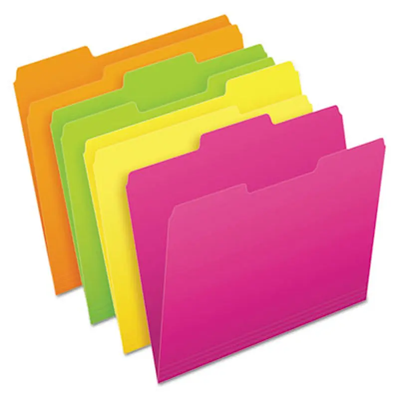 Glow File Folders, 1/3-Cut Tabs: Assorted, Letter Size, 0.75" Expansion, Assorted Colors, 24/Pack - File Folders | Pendaflex