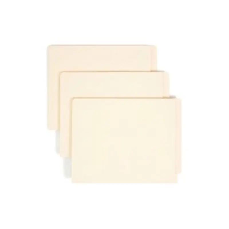 Heavyweight Manila End Tab Folders, 9.5" High Front, Straight Tabs, Letter Size, 0.75" Expansion, Manila, 100/Box - File Folders | Smead