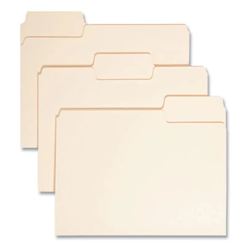 SuperTab Top Tab File Folders, 1/3-Cut Tabs: Assorted, Letter Size, 0.75" Expansion, 14-pt Manila, 50/Box - File Folders | Smead
