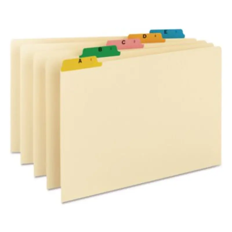 Alphabetic Top Tab Indexed File Guide Set, 1/5-Cut Top Tab, A to Z, 8.5 x 14, Manila, 25/Set - File Guides | Smead