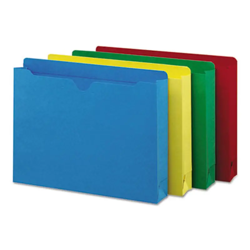 Colored File Jackets with Reinforced Double-Ply Tab, Straight Tab, Letter Size, Assorted Colors, 50/Box - File Jackets/Sleeves/Wallets | Smead
