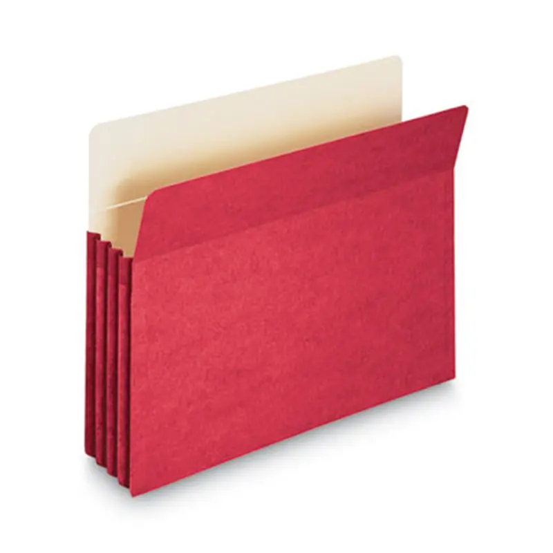 Colored File Pockets, 3.5" Expansion, Letter Size, Red - File Jackets/Sleeves/Wallets | Smead