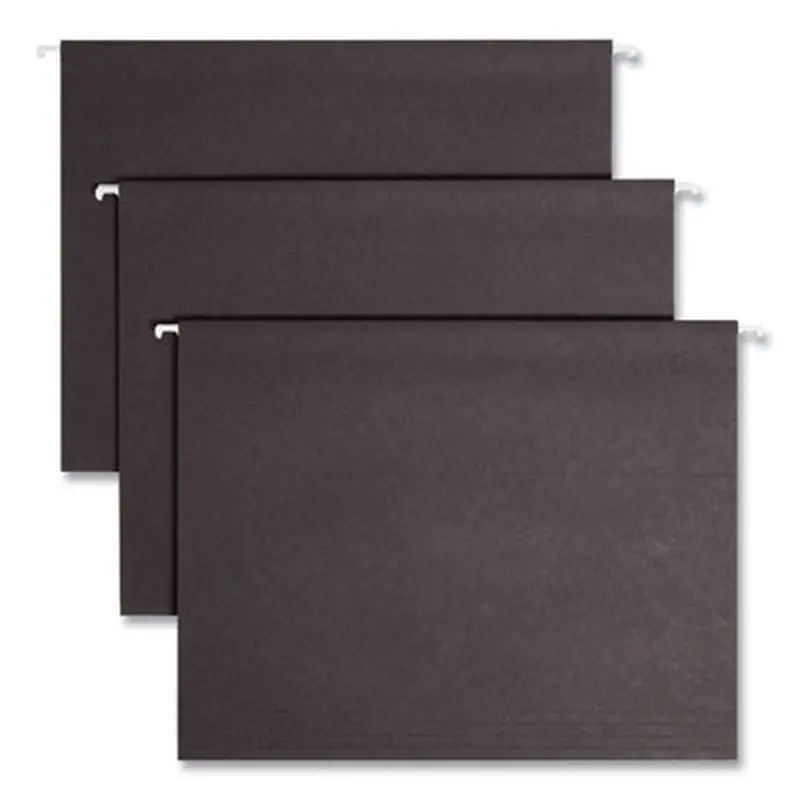 Colored Hanging File Folders with 1/5 Cut Tabs, Letter Size, 1/5-Cut Tabs, Black, 25/Box - Hanging File Folders | Smead