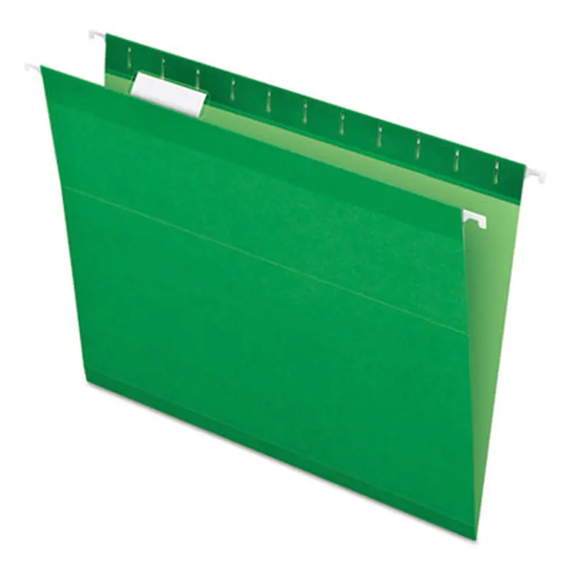 Colored Reinforced Hanging Folders, Letter Size, 1/5-Cut Tabs, Bright Green, 25/Box - Hanging File Folders | Pendaflex