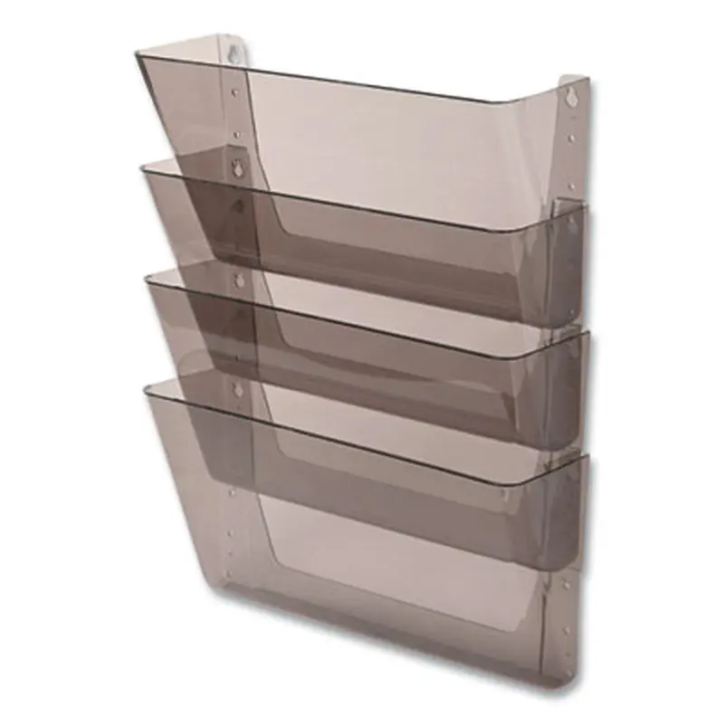 DocuPocket Stackable Four-Pocket Wall File, 4 Sections, Letter Size, 13" x 4", Smoke - Hanging File Systems | deflecto
