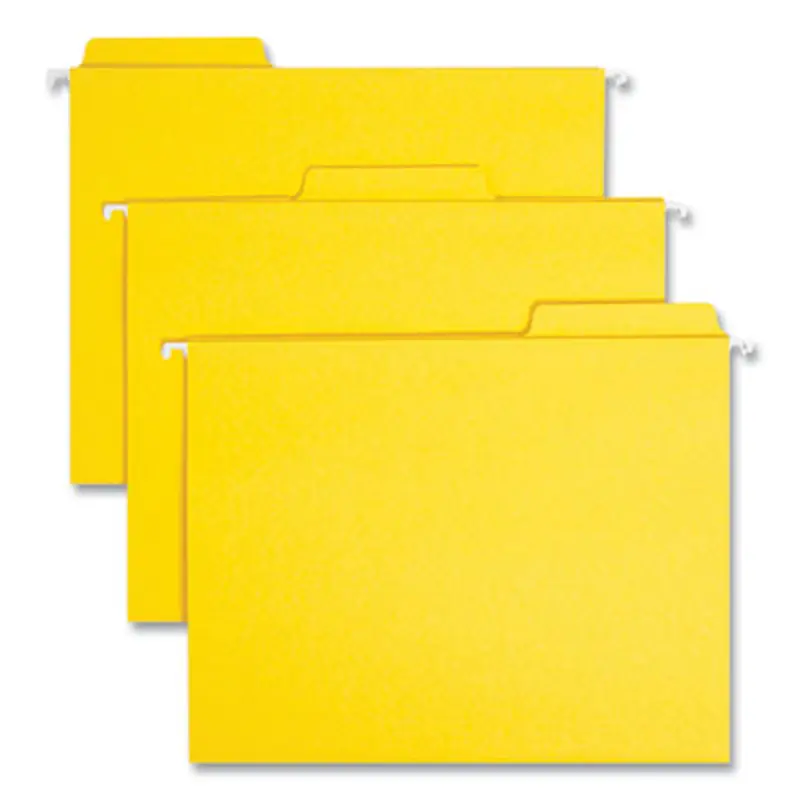 FasTab Hanging Folders, Letter Size, 1/3-Cut Tabs, Yellow, 20/Box - Hanging File Folders | Smead