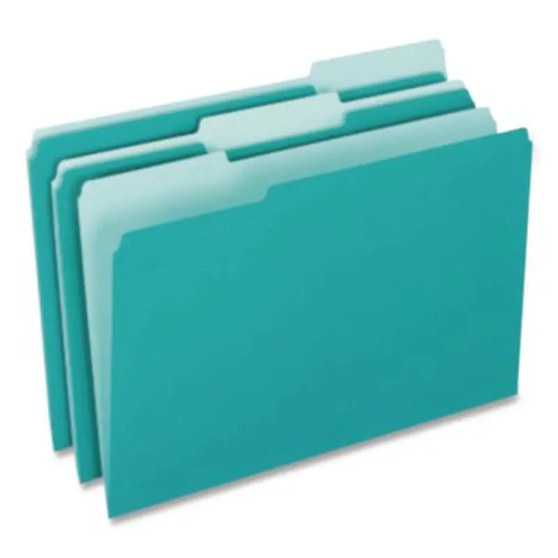 Interior File Folders, 1/3-Cut Tabs: Assorted, Letter Size, Aqua, 100/Box - File Folders | Pendaflex