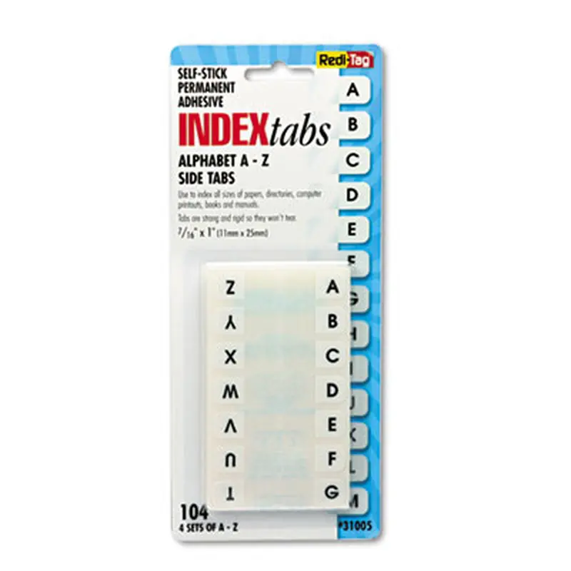 Legal Index Tabs, Preprinted Alpha: A to Z, 1/12-Cut, White, 0.44" Wide, 104/Pack - File Inserts/Tabs | Redi-Tag