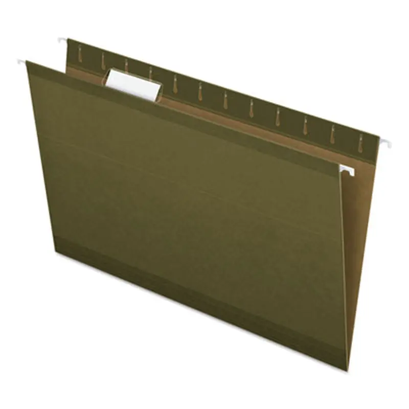 Reinforced Hanging File Folders with Printable Tab Inserts, Legal Size, 1/5-Cut Tabs, Standard Green, 25/Box - Hanging File Folders | Pendaflex