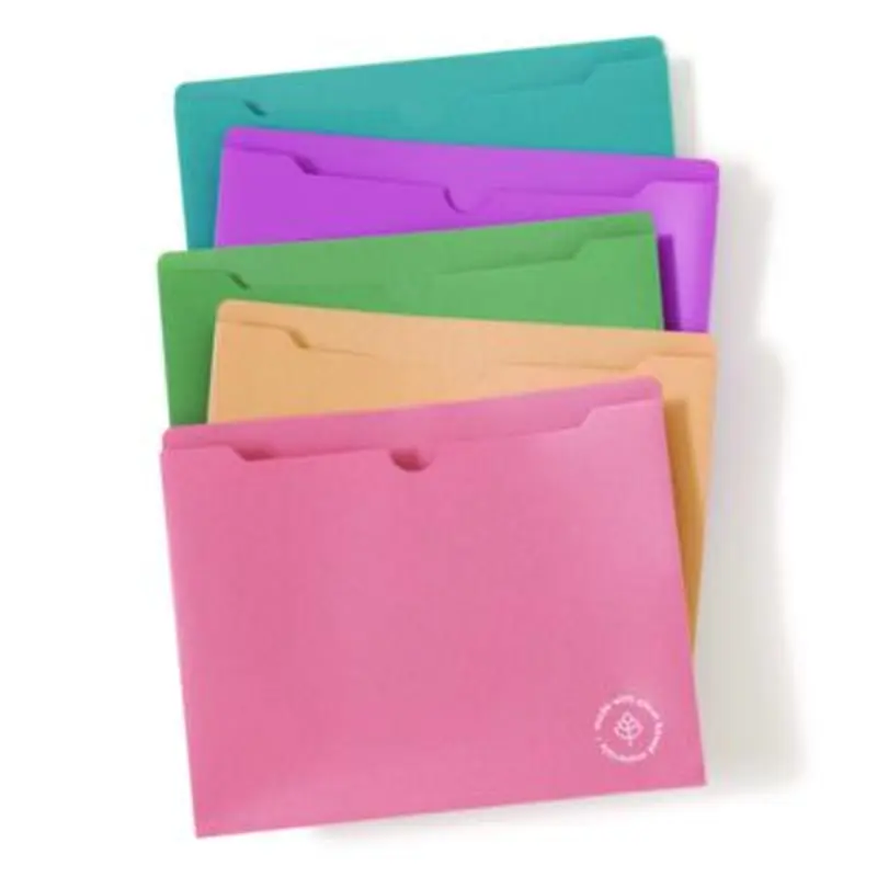 U-Eco Poly File Jackets, Straight Tab, Letter Size, Assorted, 10/Pack - File Jackets/Sleeves/Wallets | U Brands
