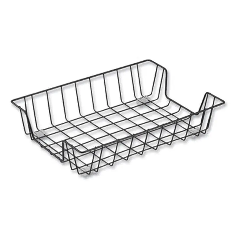 Wire Metal Letter Tray, 1 Section, Letter Size Files, 10" x 14.13" x 3", Black - Desktop Document Racks & Sorters | Universal