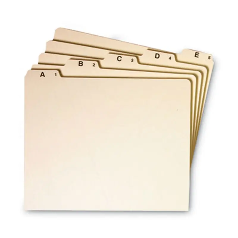 Alphabetic Top Tab Indexed File Guide Set, 1/5-Cut Top Tab, A to Z, 8.5 x 11, Manila, 25/Set - File Guides | Smead