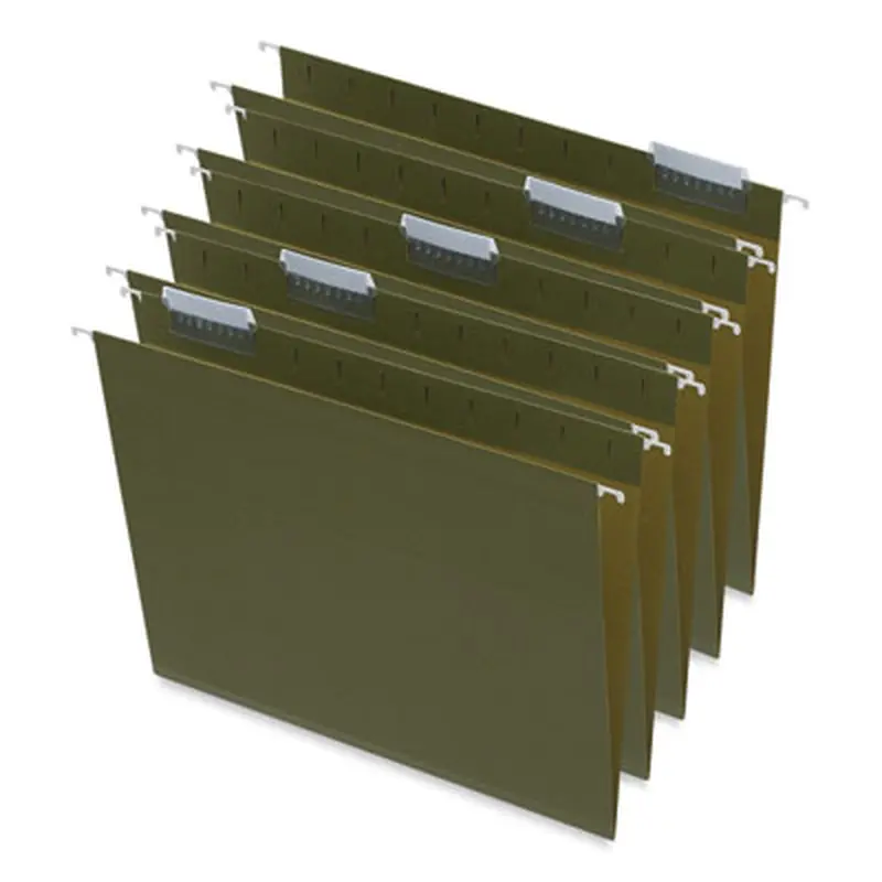 Box Bottom Hanging File Folders, 1" Capacity, Letter Size, 1/5-Cut Tabs, Standard Green, 25/Box - Hanging File Folders | Universal