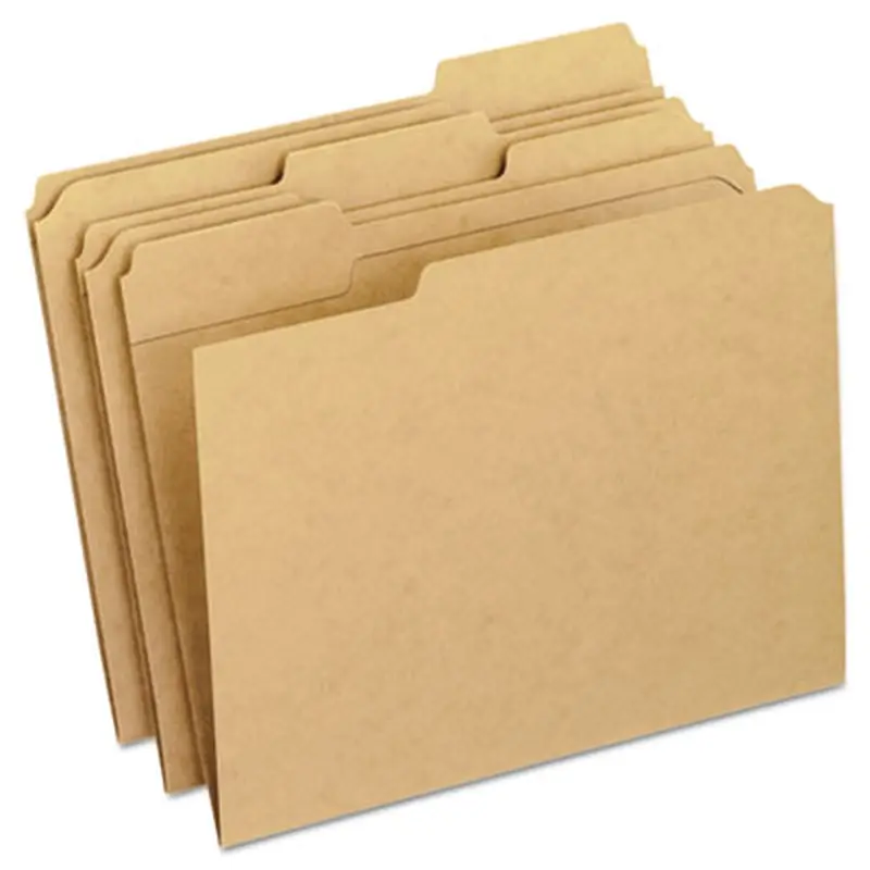 Dark Kraft File Folders with Double-Ply Top, 1/3-Cut Tabs: Assorted, Letter Size, 0.75" Expansion, Brown, 100/Box - File Folders | Pendaflex
