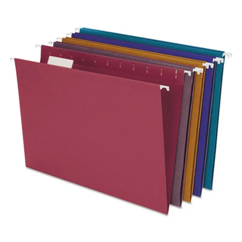 Earthwise by Pendaflex EZ Slide 100% Recycled Colored Hanging File Folders, Letter Size, 1/5-Cut Tabs, Assorted Colors, 20/BX - Hanging File Folders | Pendaflex
