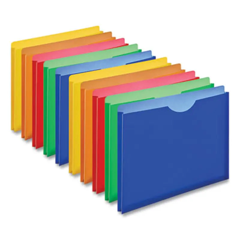 Expanding Poly File Jackets, 1 Section, Straight Tab, Letter Size, Assorted, 10/Pack - File Jackets/Sleeves/Wallets | Universal