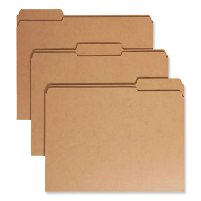 Heavyweight Kraft File Folder, 1/3-Cut Tabs: Assorted, Letter Size, 0.75" Expansion, 11-pt Kraft, Brown, 100/Box - File Folders | Smead