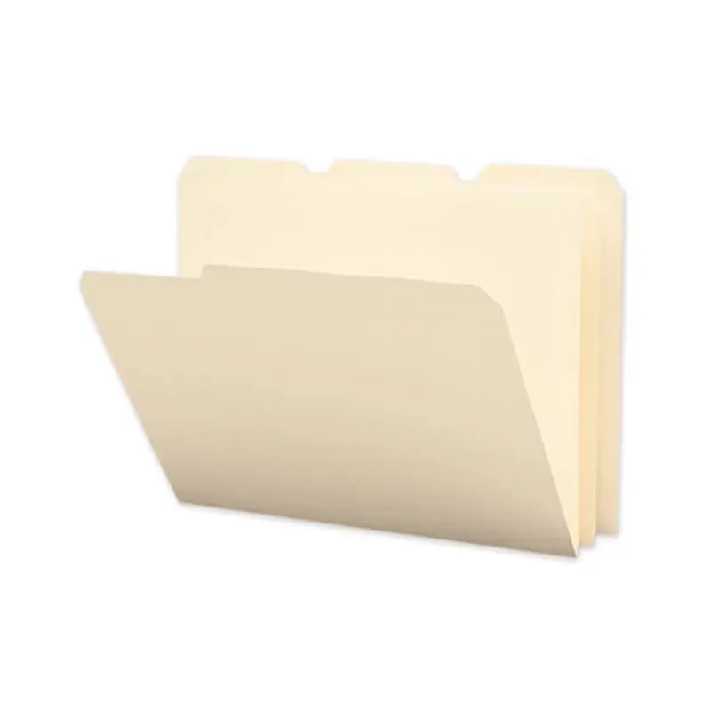Poly Manila Folders, 1/3-Cut Tabs: Assorted, Letter Size, Manila, 12/Pack - File Folders | Smead