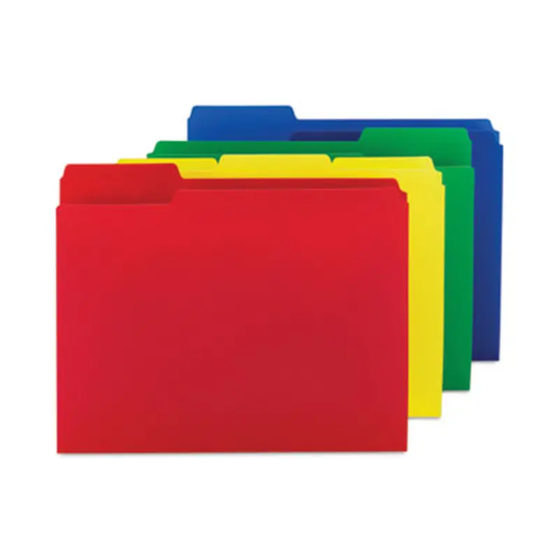 Top Tab Poly Colored File Folders, 1/3-Cut Tabs: Assorted, Letter Size, 0.75" Expansion, Assorted Colors,12/Pack - File Folders | Smead