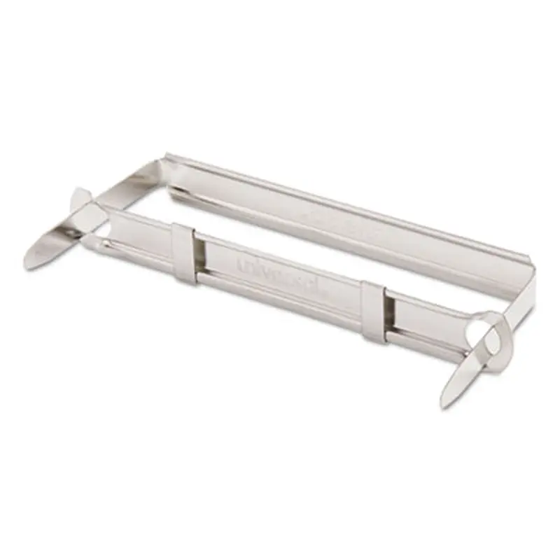 Two-Piece Two-Prong Paper Fastener Base and Compressor Sets, 1" Capacity, 2.75" Center to Center, Silver, 50/Box - File Fasteners | Universal