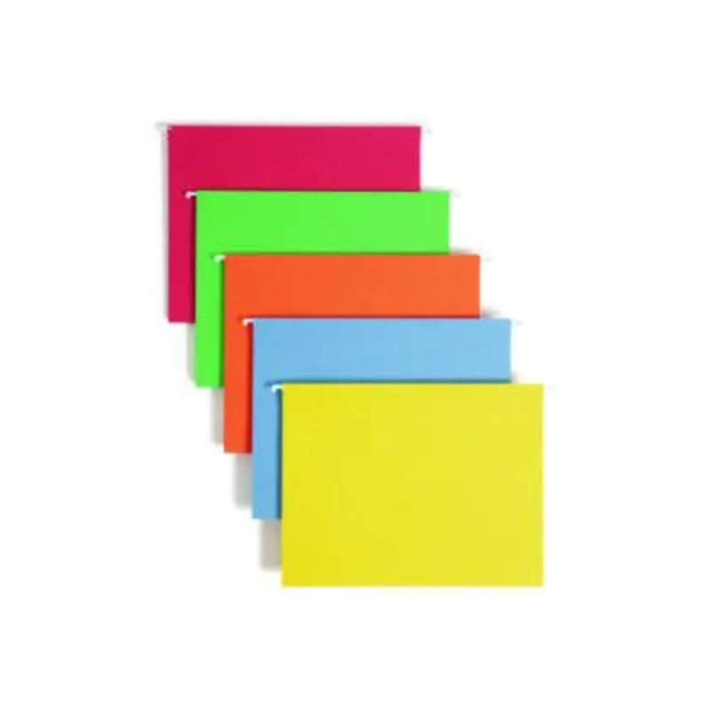 Colored Hanging File Folders with 1/5 Cut Tabs, Letter Size, 1/5-Cut Tabs, Assorted Bright Colors, 25/Box - Hanging File Folders | Smead