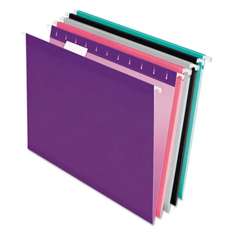 Colored Reinforced Hanging Folders, Letter Size, 1/5-Cut Tabs, Assorted Bold Colors, 25/Box - Hanging File Folders | Pendaflex
