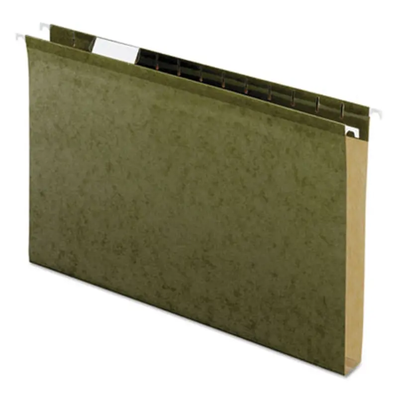 Extra Capacity Reinforced Hanging File Folders with Box Bottom, 1" Capacity, Legal Size, 1/5-Cut Tabs, Green, 25/Box - Hanging File Folders | Pendaflex