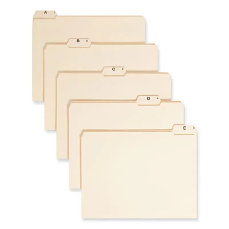 Indexed File Folder Sets, 1/5-Cut Prelabeled Tabs: A to Z, Letter Size, 0.75" Expansion, Manila, 25/Set - File Folders | Smead