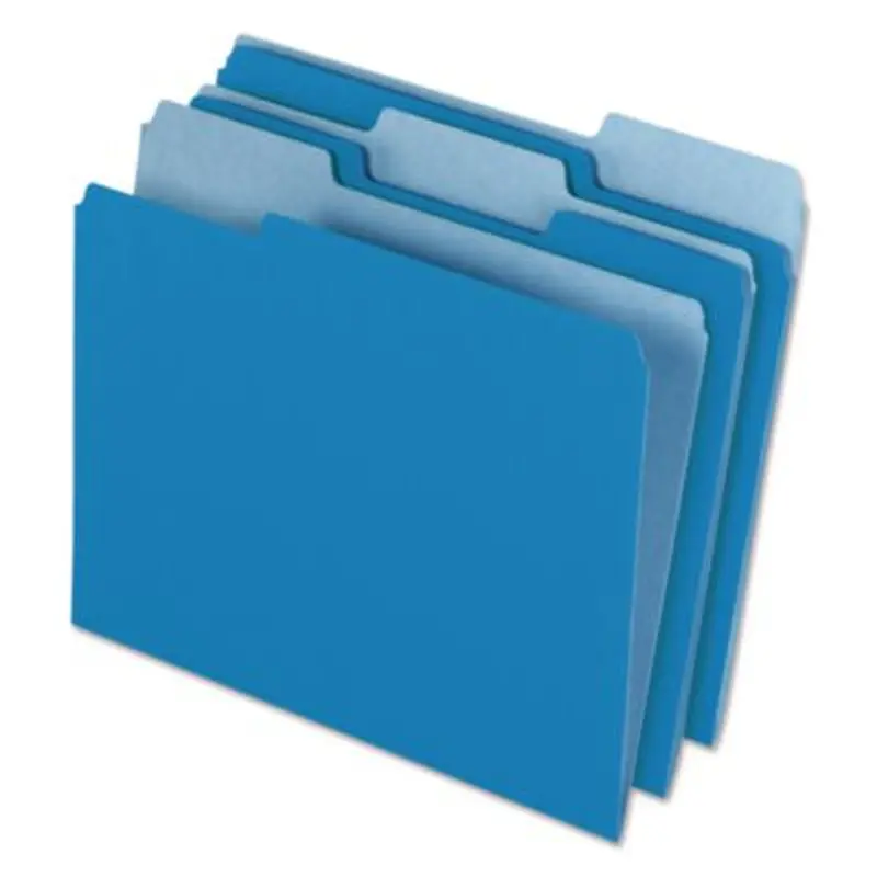 Interior File Folders, 1/3-Cut Tabs: Assorted, Letter Size, Blue, 100/Box - File Folders | Pendaflex