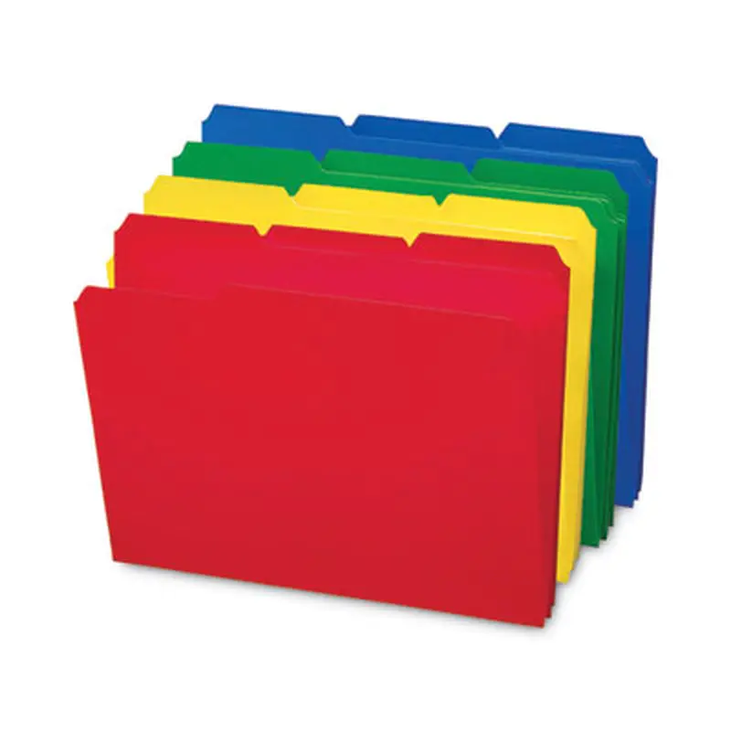 Top Tab Poly Colored File Folders, 1/3-Cut Tabs: Assorted, Letter Size, 0.75" Expansion, Assorted Colors, 24/Box - File Folders | Smead