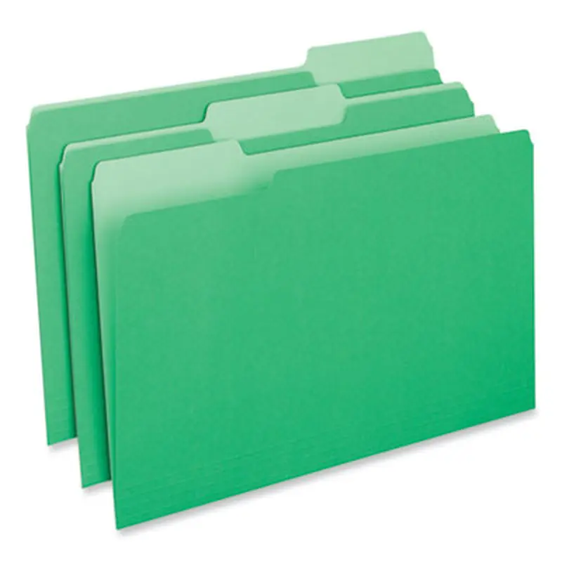 Interior File Folders, 1/3-Cut Tabs: Assorted, Legal Size, 11-pt Stock, Green, 100/Box - File Folders | Universal