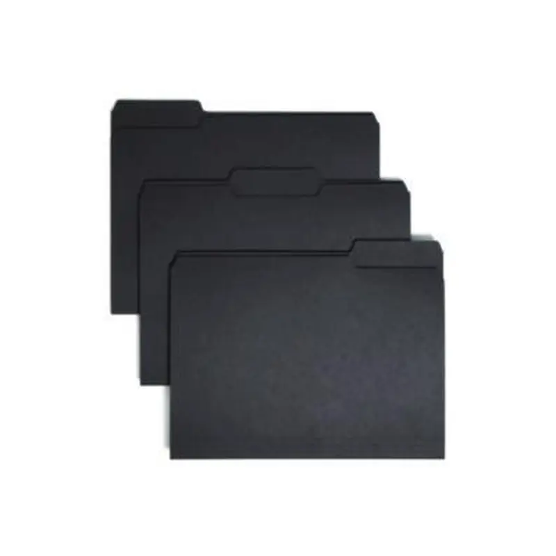 Interior File Folders, 1/3-Cut Tabs: Assorted, Letter Size, 0.75" Expansion, Black/Gray, 100/Box - File Folders | Smead