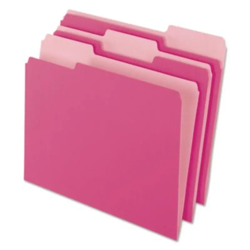 Interior File Folders, 1/3-Cut Tabs: Assorted, Letter Size, Pink, 100/Box - File Folders | Pendaflex