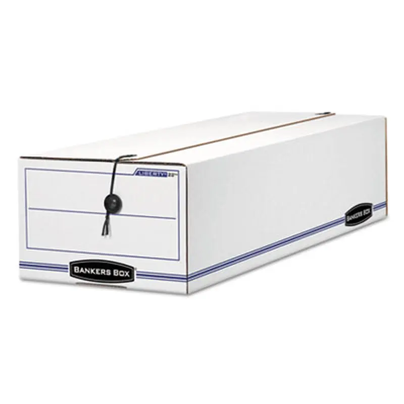 LIBERTY Check and Form Boxes, 9.75" x 23.75" x 6.25", White/Blue, 12/Carton - File Boxes | Bankers Box