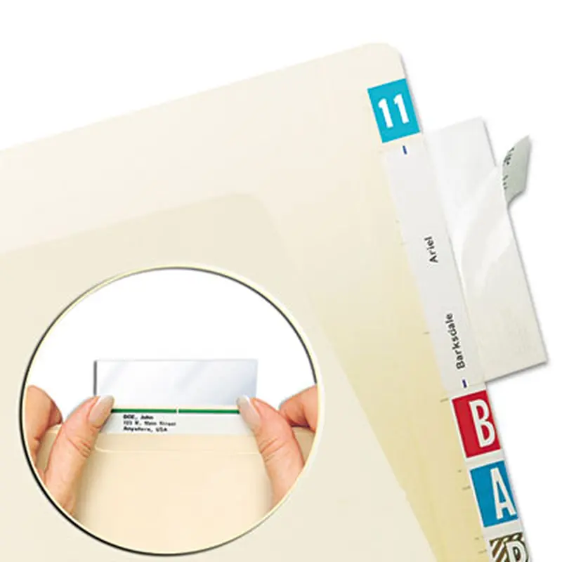 Self-Adhesive Label/File Folder Protector, Top Tab, 3.5 x 2, Clear, 500/Box - File Folder Strips | Tabbies