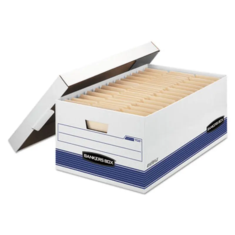 STOR/FILE Medium-Duty Storage Boxes, Legal Files, 15.88" x 25.38" x 10.25", White/Blue, 4/Carton - File Boxes | Bankers Box