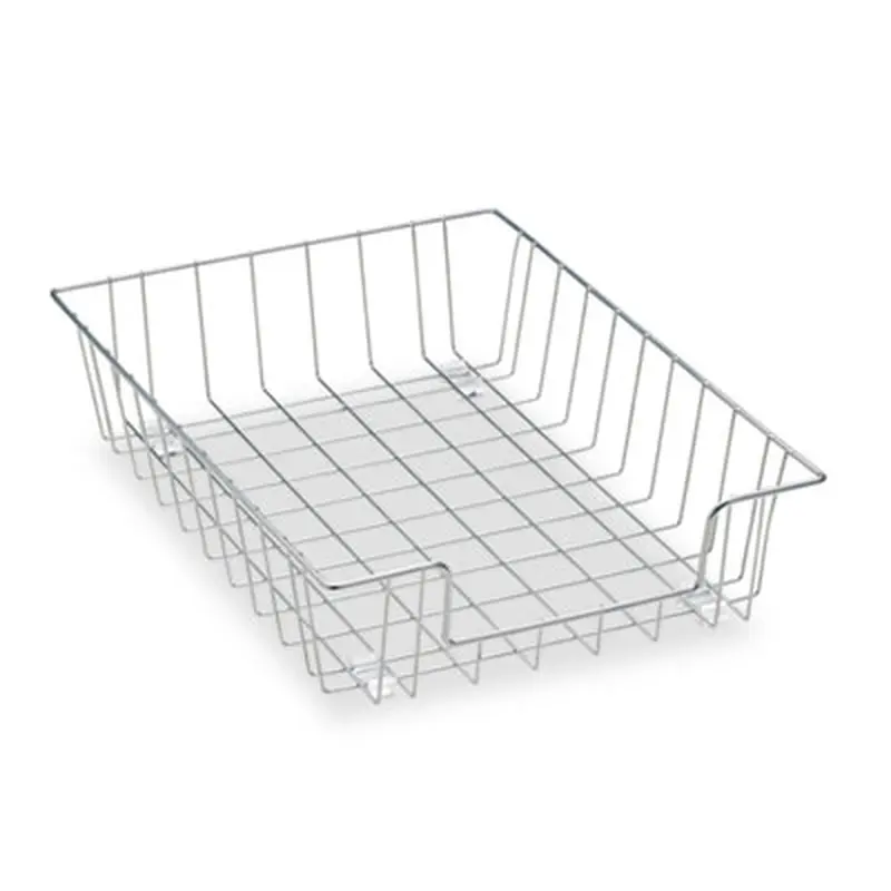 Wire Desk Tray Organizer, 1 Section, Letter Size Files, 10" x 14.13" x 3", Silver - Desktop Document Racks & Sorters | Fellowes