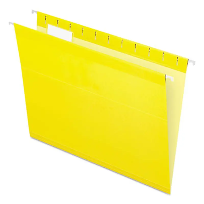 Colored Reinforced Hanging Folders, Letter Size, 1/5-Cut Tabs, Yellow, 25/Box - Hanging File Folders | Pendaflex